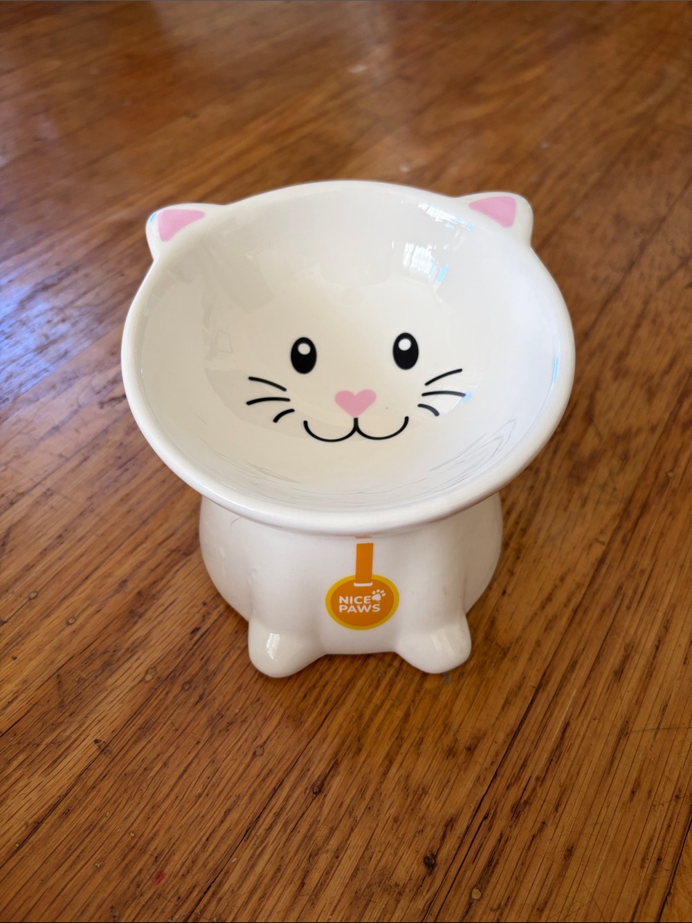 Nice Paws! Ceramic pedestal step ceramic kitty food bowl